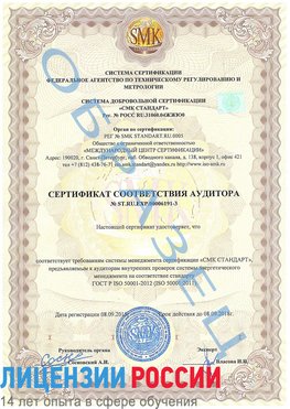 Образец сертификата соответствия аудитора №ST.RU.EXP.00006191-3 Шебекино Сертификат ISO 50001